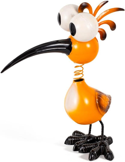 Yellow Big Eyes Bird Metal Garden Statues Yard Decorations Outdoor,13" Bird Decor Yard Statue Decorations Outdoor,Gardening Gifts for Women for Housewarming