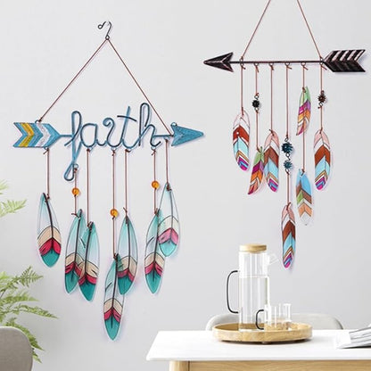 SEINHIJO Metal Arrow Wind Chimes Sandblasted Glass Decor Wall Art Memorial Gift for Outdoor Indoor Mom19.3 Inch