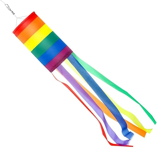 38-Inch Rainbow Flag Spiral Windsock Colorful Hanging Decoration for Outdoor Backyard Porch Campsite Garden Decor