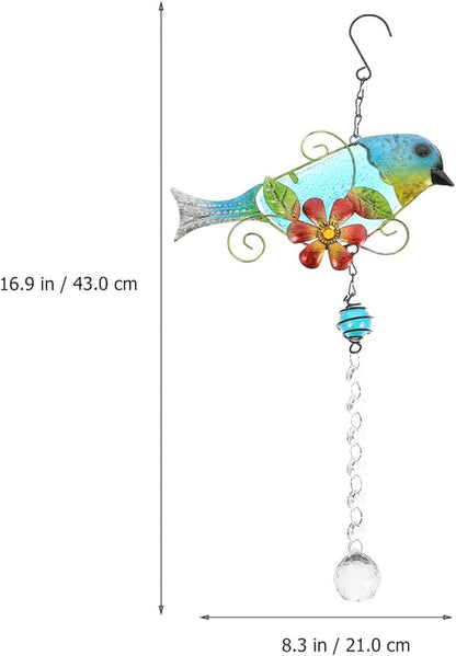 Toyvian Creative Crystal Bird Statue Garden Decor Outdoor Iron and Glass Bird Figurine Compact Lawn Ornament for Home and Patio Adornment