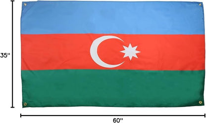 AZ FLAG Azerbaijan Flag 150 x 90 cm with 4 Eyelets Azerbaijan Flag for Balcony or Wall