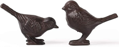 BRASSTAR Rustic Cast Iron Bird Statue Farmhouse Home Garden Decor Collectible Figurines Gift Replica Rust Color a Pair of Birds PTZD053