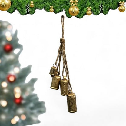 Mango Gifts Vintage Shabby Chic Rustic Cow Bells Hanging Wind Chimes with Rope Tranquil Bohemian Style Decor for Garden, Outdoor, Indoor and Patio Decoration (MGT31)