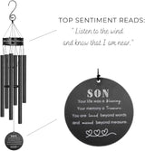 Memorial Wind Chimes for Loss of Loved One Prime, Outdoor Memory Chimes Mom, Dad, Husband, Father, Personalized Bereavement Windchimes, Sympathy Remembrance Chime, Windchime Gift (Son Memorial)