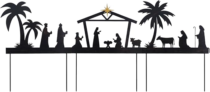 hogardeck Nativity Scene Outdoor, 48" 3 Pcs Metal Nativity Scene Decorative Garden Stakes for Outdoor Christmas Decorations, Holy Family Manger Scene Nativity Sets Yard Signs for Garden Lawn Patio