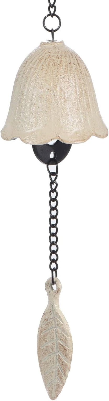 PATIKIL Japanese Wind Chime, Temple Bells Retro Outdoor Hanging Metal Iron Wind Chime for Outside Garden, Leaf, White