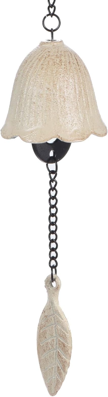 PATIKIL Japanese Wind Chime, Temple Bells Retro Outdoor Hanging Metal Iron Wind Chime for Outside Garden, Leaf, White