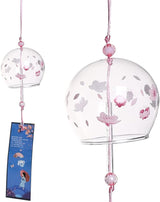 Falytemow Japanese Wind Chimes Set Romantic Flower Wind Bells Handmade Glass Japanese Style Pendant for Outdoor or Indoor Home Decors Pack of 4