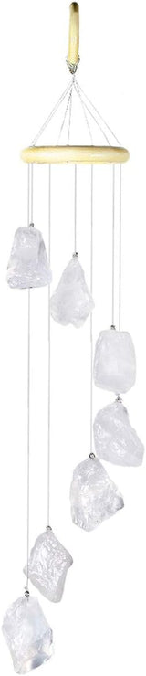 Nupuyai Wind Chimes - Unique Raw Stones Wind Chimes for Indoor Outdoor, Healing Stone Windchime Hanging Ornament for Home Garden, 17.7-21.7'', Rock Quartz