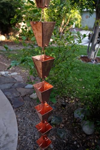 Nutshell Stores Large Tapered Square Cups Rain Chain - Copper Plated - 20 Feet