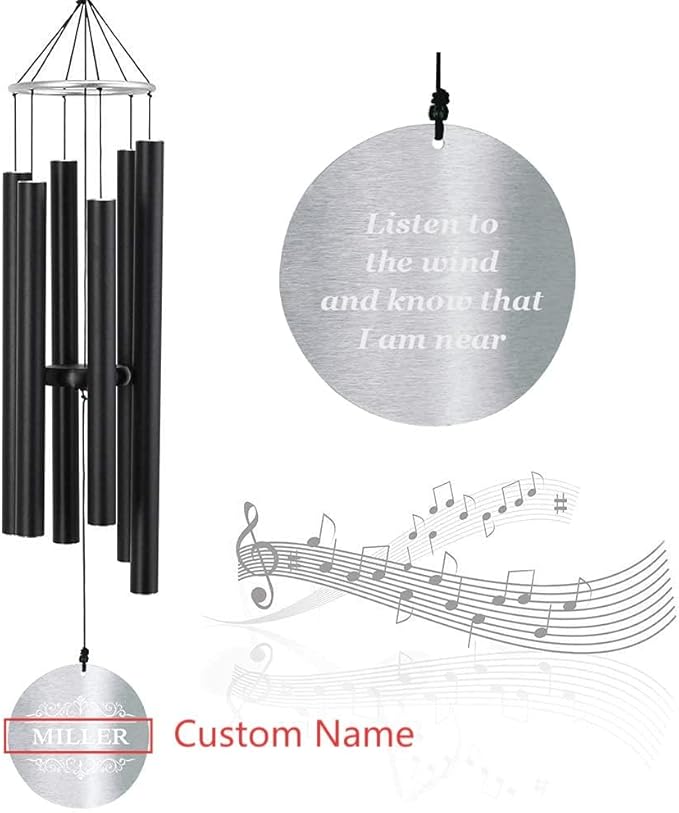 ASTARIN Personalized 30" Bereavement Wind Chimes for Outside, Memorial Gift in Remembrance of a Loved One, Sympathy Gift for Loss of Mother Father Husband, Garden Patio Decor