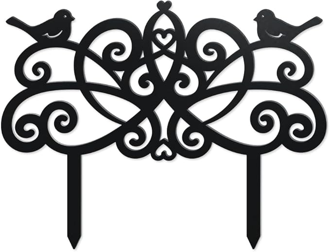 WADORN Birds Fence Silhouette Garden Stakes Decor, Metal Birds Fence Gifts Stakes Statues Ornaments for Yard Art Black Silhouette Yard Outside Decor for Backyard Lawn Patio Outdoor, 14.2x11Inch