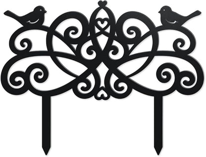 WADORN Birds Fence Silhouette Garden Stakes Decor, Metal Birds Fence Gifts Stakes Statues Ornaments for Yard Art Black Silhouette Yard Outside Decor for Backyard Lawn Patio Outdoor, 14.2x11Inch