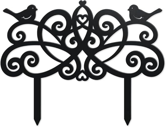 WADORN Birds Fence Silhouette Garden Stakes Decor, Metal Birds Fence Gifts Stakes Statues Ornaments for Yard Art Black Silhouette Yard Outside Decor for Backyard Lawn Patio Outdoor, 14.2x11Inch