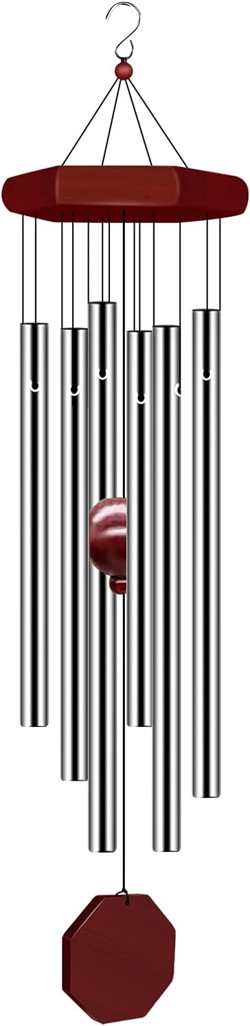 Wind Chimes for Outside, Wind Chimes Outdoor Deep Tone with 6 Metal Tubes and Hook, Memorial Windchimes Home Outdoor Decor for Garden, Patio, Yard