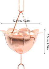 Jiawu Rain Chain, Rainwater Catcher & Diverter for Gutters, 1m / 3.28ft Pure Copper Flower Shape Decorative Rain Catcher Chain for Outside Garden Yard Temple, Replacement Downspout (Petal Shaped)