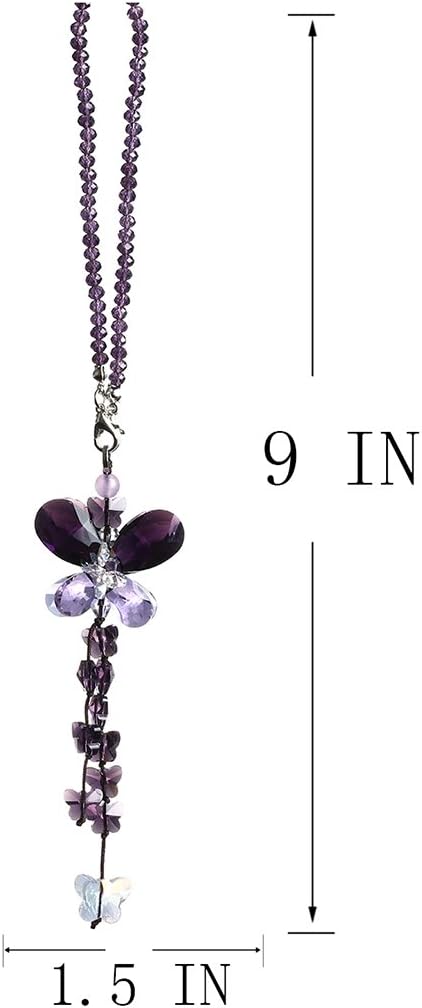 H&D HYALINE & DORA Car Charms Rear View Mirror Accessories,Crystals Ornaments Chandelier Crystals Hanging Prisms Fengshui Suncatcher Rainbow Pendant Maker Car Charm (Purple)