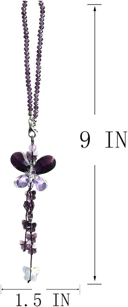 H&D HYALINE & DORA Car Charms Rear View Mirror Accessories,Crystals Ornaments Chandelier Crystals Hanging Prisms Fengshui Suncatcher Rainbow Pendant Maker Car Charm (Purple)