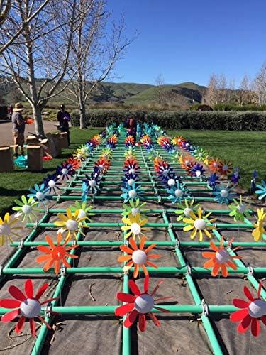 Beloit Plastics Spinning Daisy (6 Pack Random Color) Tall Pinwheel and Wind Spinner for Garden, Lawn, or Patio,Front or Back Yard Decoration,USA Made