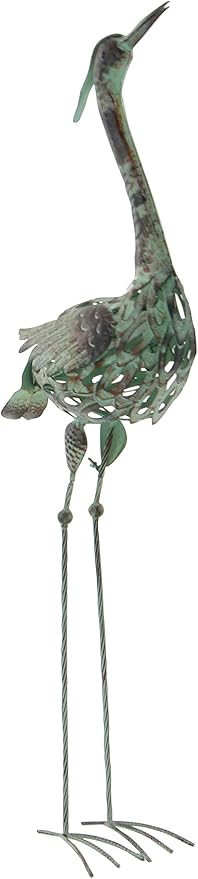 Deco 79 Metal Crane Decorative Garden Sculpture Indoor Outdoor Garden Statues, Set of 2 Outdoor Sculptures 40", 38"H, Green
