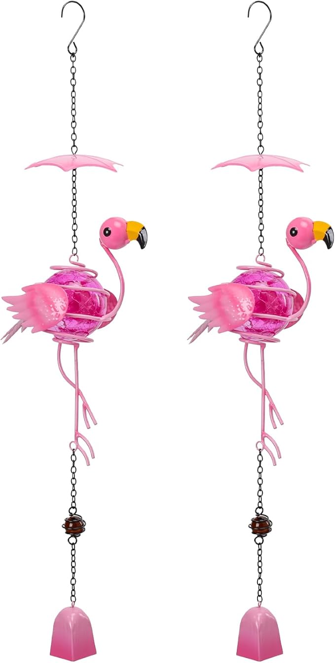MUMTOP Flamingo Wind Chimes for Outside - 2 Pack Flamingo Gifts for Women, Decorative Wind Bell Hanging Ornaments Pendant Indoor Outdoor Window Yard Porch Decor