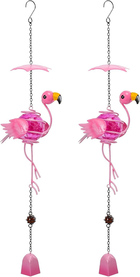 MUMTOP Flamingo Wind Chimes for Outside - 2 Pack Flamingo Gifts for Women, Decorative Wind Bell Hanging Ornaments Pendant Indoor Outdoor Window Yard Porch Decor