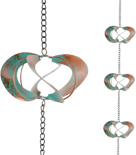 dreamysoul Rain Chains for Outside, 6.56 FT Length with 8 Spinners, Decorative Rain Chains for Gutters, Replacement for Downspout