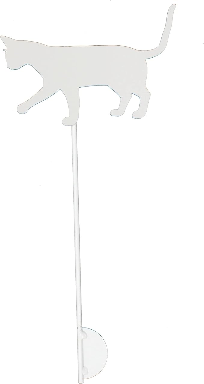 Pets and Farm Animals Metal Garden Landscape Stake (9" Wide Cat on Stake, Off White)