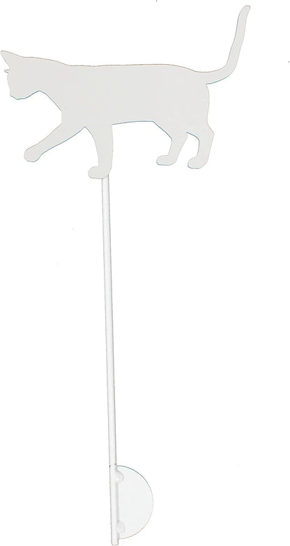 Pets and Farm Animals Metal Garden Landscape Stake (9" Wide Cat on Stake, Off White)