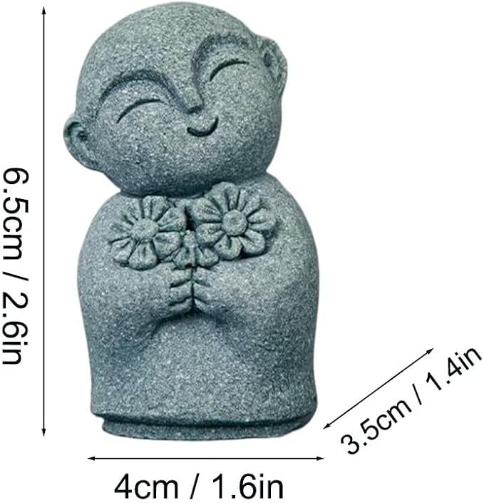 Mini Monk Buddha Statue Sandstone Statues Zen Monk Praying Statue Sculptures for Wealth Good Luck Feng Shui Decor Home Fish Tank Aquarium Garden (Style 12)