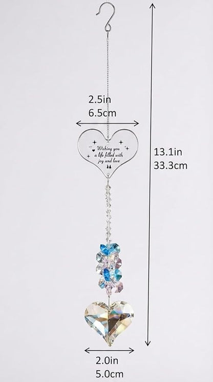 Crystal Heart Suncatcher Kit for Indoor Window Hanging Prism,Healing Rainbow Maker, for Her Birthday and Holidays, Room Garden Outdoor Decor, Pet Gift (Pastel)