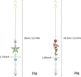 Bohemian Crystal Suncatcher Set - Starfish & Seahorse Hanging Ornaments with Crystals, Handmade Prism Sun Catcher for Window, Car, Garden, Party, Wedding, Home Decor