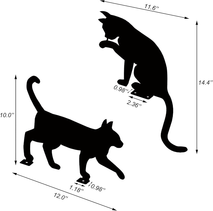 Metal Cat Fence Decorations, Unique Cat Gifts for Women/Men, Black Cats Silhouettes Garden Art, Yard Decor, Outside, Patio, Outdoor Decor, Kitty Yard Art Outdoor Garden Decorations