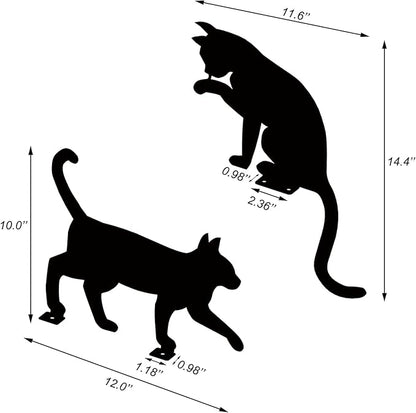 Metal Cat Fence Decorations, Unique Cat Gifts for Women/Men, Black Cats Silhouettes Garden Art, Yard Decor, Outside, Patio, Outdoor Decor, Kitty Yard Art Outdoor Garden Decorations