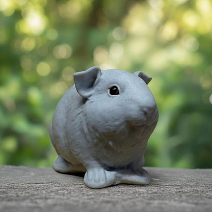 OLOMA Artisan Crafted Guinea Pig Garden Statue Solid Heavy Concrete Sculpture with Protective Resin Finish Weather Resistant Outdoor Indoor Decorative Feature for Landscape Porch