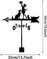 European Style Wrought Iron Garden Weather Va ne, Roof Decoration Weather Va ne, Direction Indicator Kit, Outdoor Cute Hollowed Out Steel Gnomes Statue direction indi