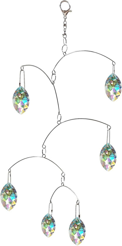 DIY Crystal Sun Catcher Wind Chime, Hanging Prisms Rainbow Maker Suncatcher for Home and Garden Decoration (FL-50AB-6MY)