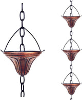 LWSELLS 8.5FT Rain Chain Gutter Downspout Catcher Outside Water Diverter Decorative Garden Rain Cups Chime Home Decor (Bronze)