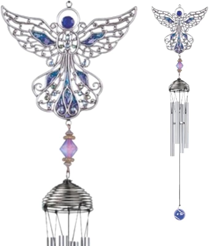 StealStreet Wind Chime Pewter And Gem Angel Hanging Garden Decoration Collection (SS-G-99945)