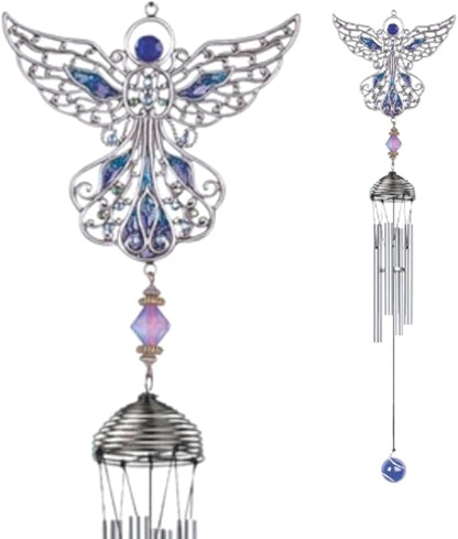 StealStreet Wind Chime Pewter And Gem Angel Hanging Garden Decoration Collection (SS-G-99945)
