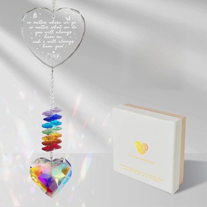 Friendship Sun Catcher Birthday Gifts, for Women， Friendship Keepsake Crystal Suncatcher, Forever True, Forever Friends, of Her Friends or Bestie Sisters, for Window, Garden Decor