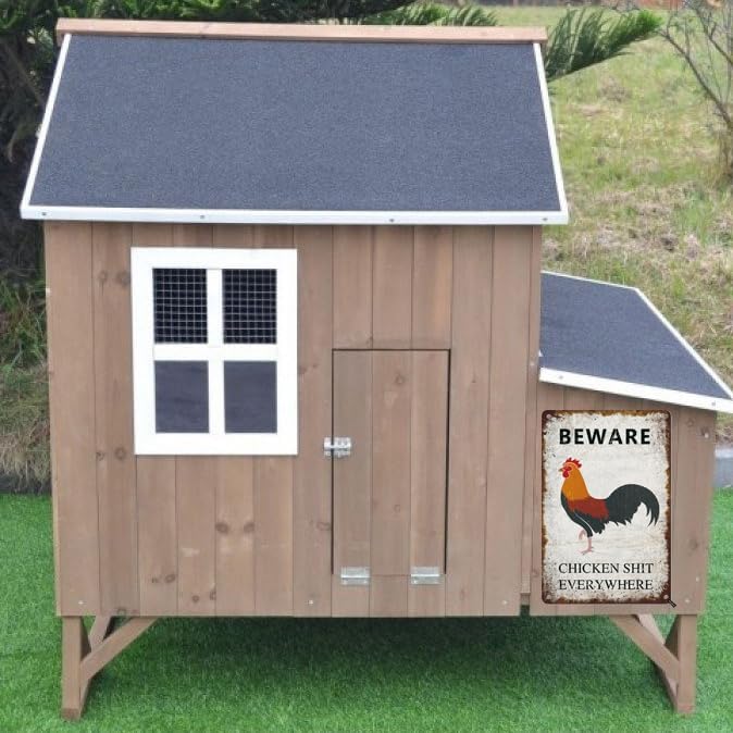 Beware Chicken Shit Everywhere Vintage Metal Sign Retro Wall Decor for Chicken Coop Farmhouse Wall Decor Funny Coop Garden Man Cave Farm Outdoor Decorations Chicken Coop Accessories 12x8 Inch