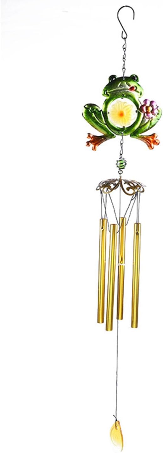 Frog Wind Chimes for Outside, Rustic Aluminum Tube Wind Chimes Animal Stained Glass Hanging Wind Chime Decorative Wind Chime for Balconies Gardens Corridors and Patios (Long)