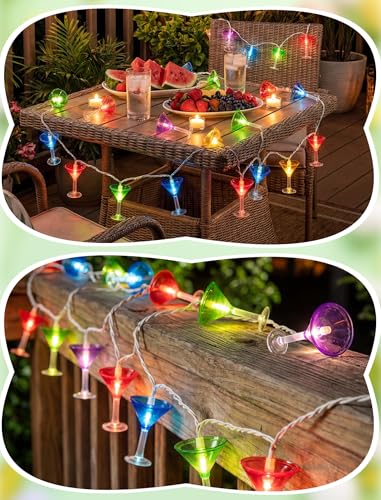 Margarita Party String Lights - 8.5Ft Multicolor LED Cocktail Glass
