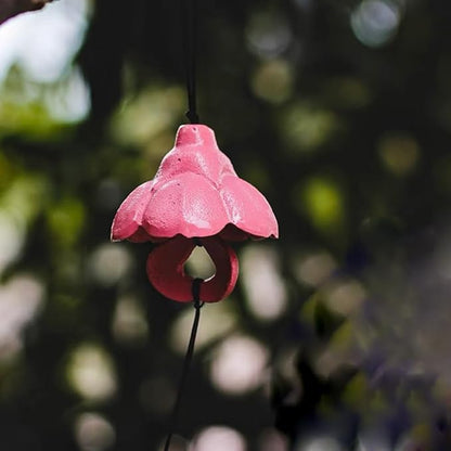 Cherry Blossom Small Japanese Wind Chimes Outdoor, Handmade Pendants Wind Bells, Cast Iron Wind Chimes for Outside with Soothing Melodic Tones for Garden Patio Balcony Home Décor, Pink