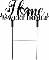 Amyhill Sweet Home Outdoor Decor Metal Garden Stakes 25 Inch Welcome Home Yard Signs Decorations Housewarming Decorative Garden Stakes Decorations for Family Welcoming Party Patio Lawn Walkway