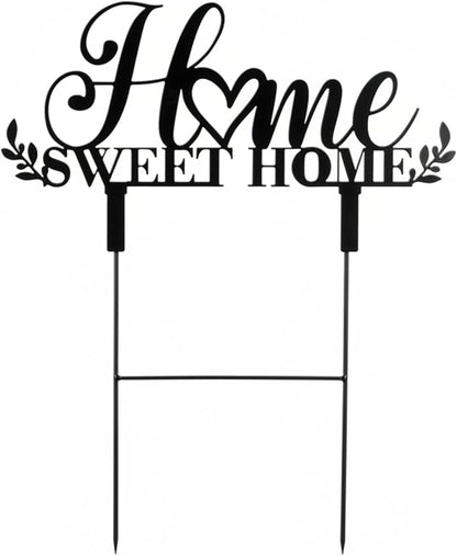 Amyhill Sweet Home Outdoor Decor Metal Garden Stakes 25 Inch Welcome Home Yard Signs Decorations Housewarming Decorative Garden Stakes Decorations for Family Welcoming Party Patio Lawn Walkway