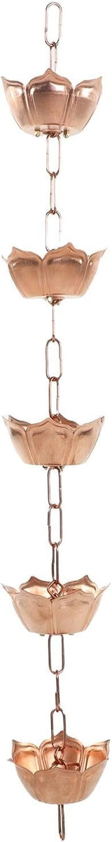 Metal Rainwater Chain,Rustproof Outdoor Rainwater Collector,Rain Chain Copper Decorative Rain Catcher Gutter Downspout Replacement Flower Shaped for Villa Garden Park Porch