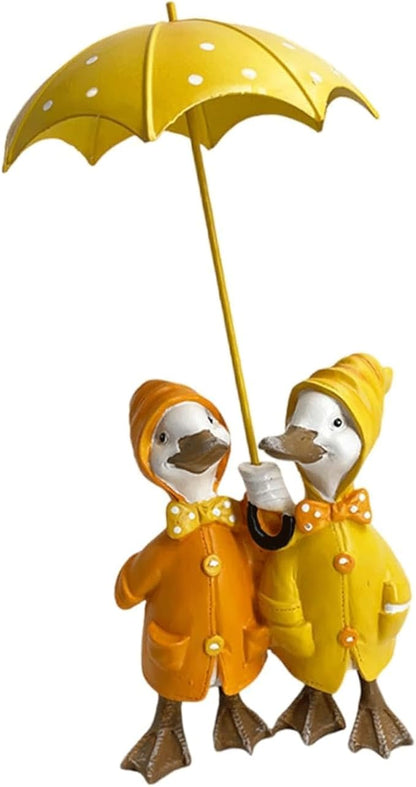 Garden Statues Duck Holding Umbrella Statue Resin Figurine Creative Craft Ornament Animal Sculpture Garden Decor Umbrella Yard Statue Yard Ornaments Decor