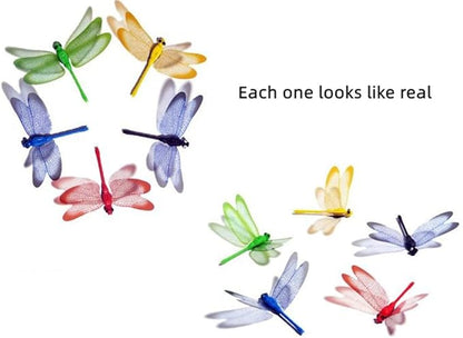 Garden Yellow Dragonfly Stakes with Sticks,3D Removable Fake Dragonfly,10" Waterproof Shaking Head Dragonflies Ornaments Garden Decor for Outside,Plant Decoration and House Warmings (25)